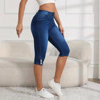 Womens Slim-fit, Versatile Plus-size Capri Pants