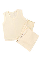 Beige Solid Color Tank Top and Smocked Waist Pants Set