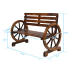 41.5-inch Carbonized Cedar With Wooden Wheel Bench