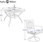Patio Dining Set 5 Pieces With 37 Inch Table And Cushioned Swivel Chairs