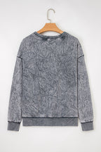 High-rise saved by grace Letter Embroidery Mineral Wash Loose Sweatshirt