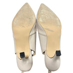 Rilista Womens Size 7.5 Tan Closed Pointy Toe Slingback Low Kitten Heel Shoes