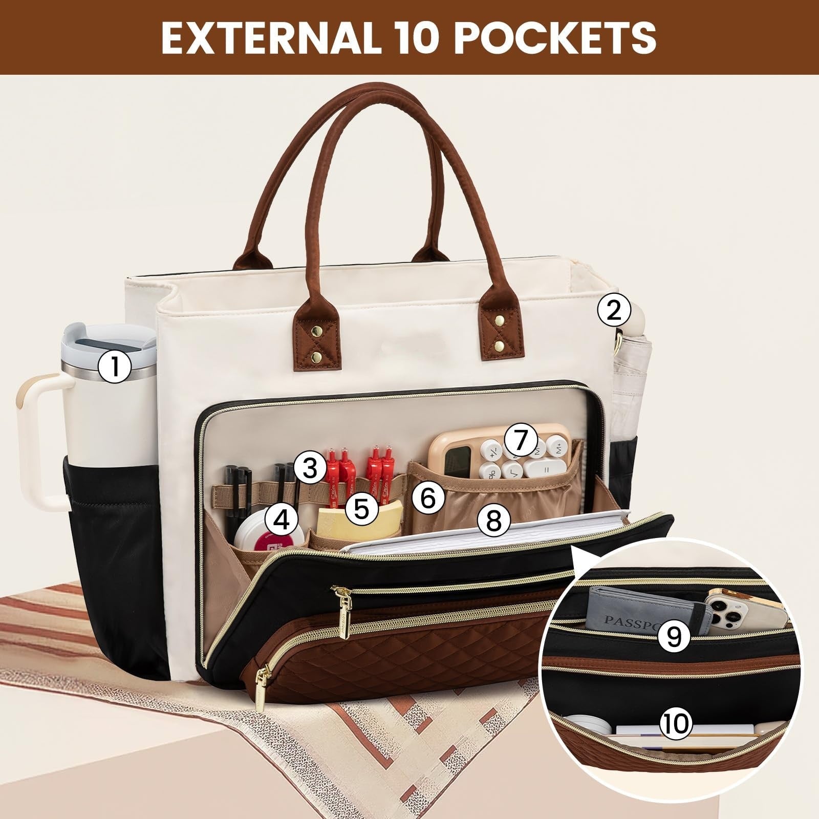 Expandable Travel Work Briefcase Tote Bag