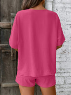 V-Neck Half Sleeve Top and Shorts Set