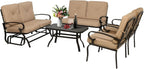 Five Piece Outdoor Metal Patio Furniture Conversation Set