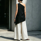 Women's One-Shoulder Asymmetric Sleeveless Top