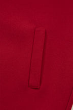 Racing Red Contrast Cuffed Drop Shoulder Zip up Tunic Hoodie