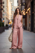 Women's Sleeveless Vest & Wide-Leg Pants Two-Piece Set – 10 Colors XS–3XL