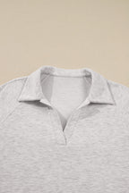 Dark Khaki Polo Collar V Neck Pullover and Drawstring Sweatpants Set