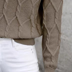 🧶 Women’s Lapel V-Neck Color-Block Long-Sleeve Pullover Sweater