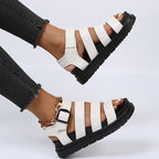 Buckle Sandals Flat PlatformThick Bottom Shoes Women Summer