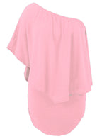 Plus size  Dressing Layered Fiery Red Mini Poncho Dress