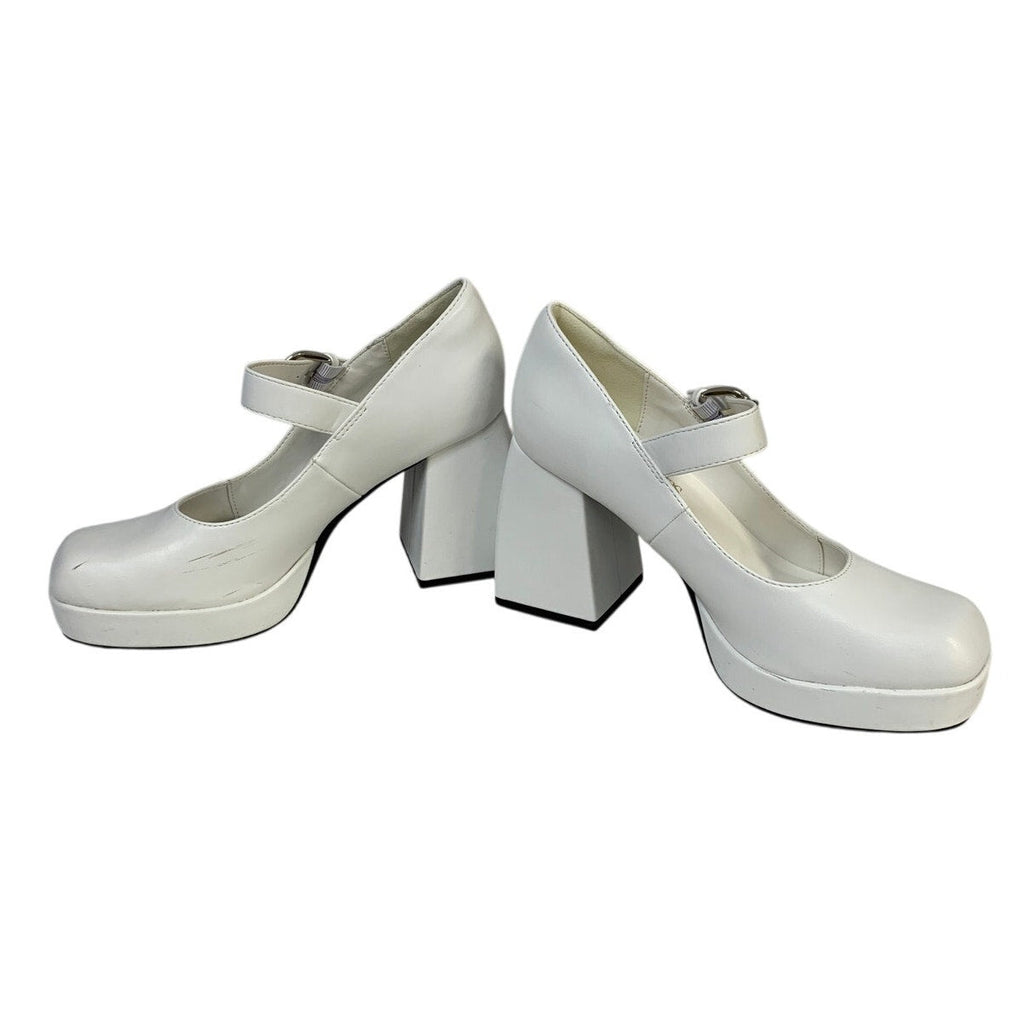 Dream Pairs Womens Size 7.5 White 3.5" Heel Mary Jane Square Closed Toe Shoes