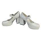 Dream Pairs Womens Size 7.5 White 3.5" Heel Mary Jane Square Closed Toe Shoes