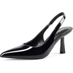 Elisabet Tang Women Size 9 Black 3.25" Heel Closed Pointed Toe Slingback Shoes
