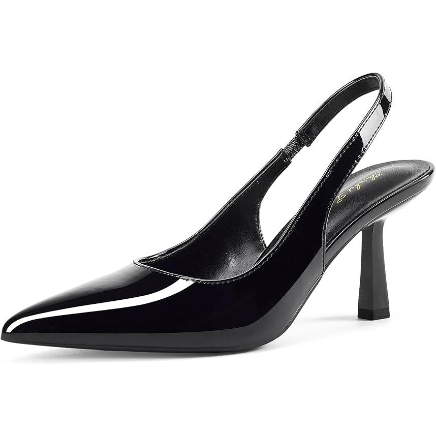 Elisabet Tang Women Size 9 Black 3.25" Heel Closed Pointed Toe Slingback Shoes