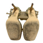 Elisabet Tang Womens Size 7.5 Gold 4" Heels Open Square Toe Ankle Strap Shoes