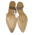 IDIFU Womens Size 6 Tan 2.5" Block Heel Closed Pointy Toe Cross Strap Shoes