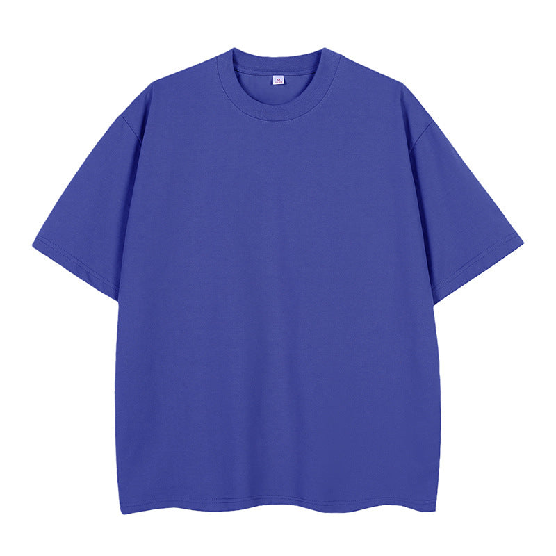Double Yarn Short Sleeve Sweat-absorbing Cotton T-shirt Top