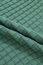 Mist Green Plus Size Solid Color Textured Knit Short Sleeve Sweater