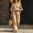 Short-Sleeve Shirt & Loose Pants Set – Casual Two-Piece