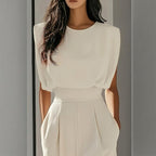Women’s wide-leg short sleeve jumpsuit