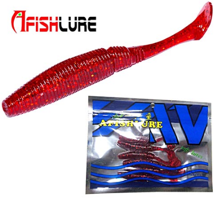 AFISHLURE 6pcs/lot T Tail Soft Worm 3.2g 75mm Paddle wobbler fishing lure for bass Fishing Bait Grub Swimbait