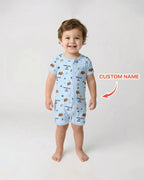 Custom Dog Photo Pattern "Protected By" Bamboo Shorty Zippered Romper