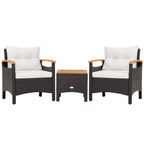 3 Pieces Patio Rattan Furniture Set with Removable Cushion