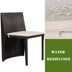 3 Pieces Cushioned Wicker Patio Bistro Set with No Assembly Needed