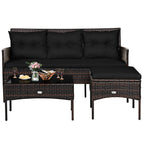 3 Pieces Patio Furniture Sectional Set with 5 Cozy