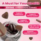 I Love Health Ashwagandha Gummies with Vitamin D2 - 3000mg Ashwagandha Extract (10:1) - Stress Relief, Sleep Support & Mood Calm - Strawberry Flavor - 60 Gummies - Non-GMO, Gluten-Free, 3rd Party Lab Tested, cGMP Certified
