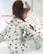 Custom Dogs Photo "Protected By" Bamboo Convertible Zippered Romper