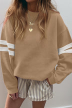 Sky Blue Varsity Striped Detail Drop Shoulder Oversized Sweatshirt