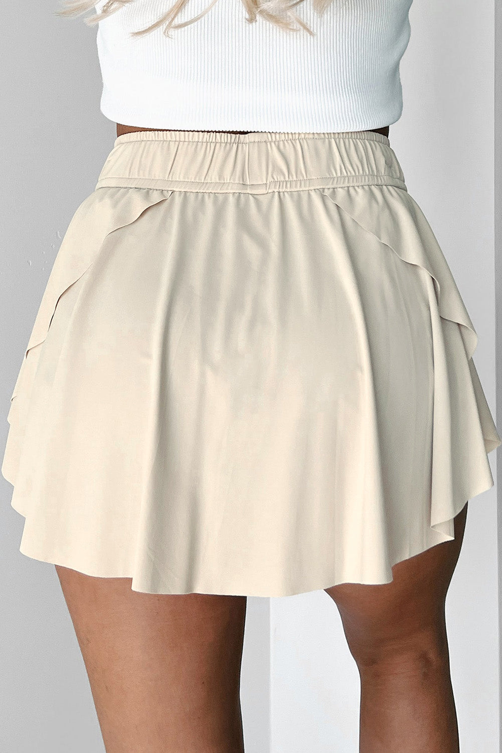 Sky Blue Drawstring High Waist Lined Tennis Skort