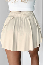 Sky Blue Drawstring High Waist Lined Tennis Skort