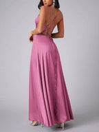 Lace Up Back Split Maxi Dress