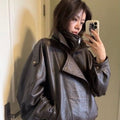 Vintage Industrial Leather Jacket With A High-end Feel