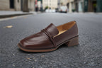 Women’s Retro Minimalist Mid-Heel Leather Shoes