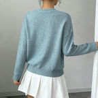 Women's Elegant Floral Sweater - Crew Neck Long Sleeve Casual Pullover