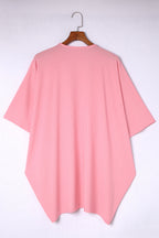 Pink Pink Pink Shimmer Ribbed Texture Plus Size Cardigan