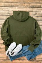 Orange Half Zipper Kangaroo Pockets Drop Shoulder Hoodie