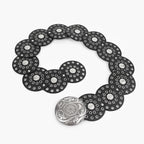 Disc Hook Leather Retro Rivet Alloy Belt Wide Belt