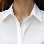 Loose Fit Satin Blouse — V-Neck Long Sleeve Tunic Top for Office & Casual Wear