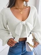 Tie-Front Cropped Sweater