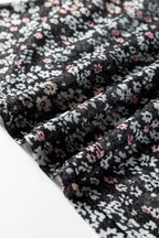 Black Ditsy Floral Mesh Thumbhole Sleeve Slim Fit Top