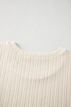 Apricot Polka Dot Mesh Puff Sleeve Textured Blouse