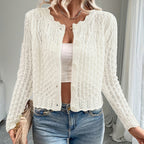 Women's Solid Color Elegant Round Neck Cardigan Top