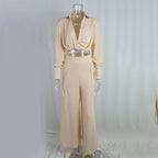 Women's Plus Size Wide Leg Elegant Pant Set