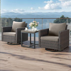 Seven Piece Outdoor Wicker Patio Furniture Set With Swivel Rockers